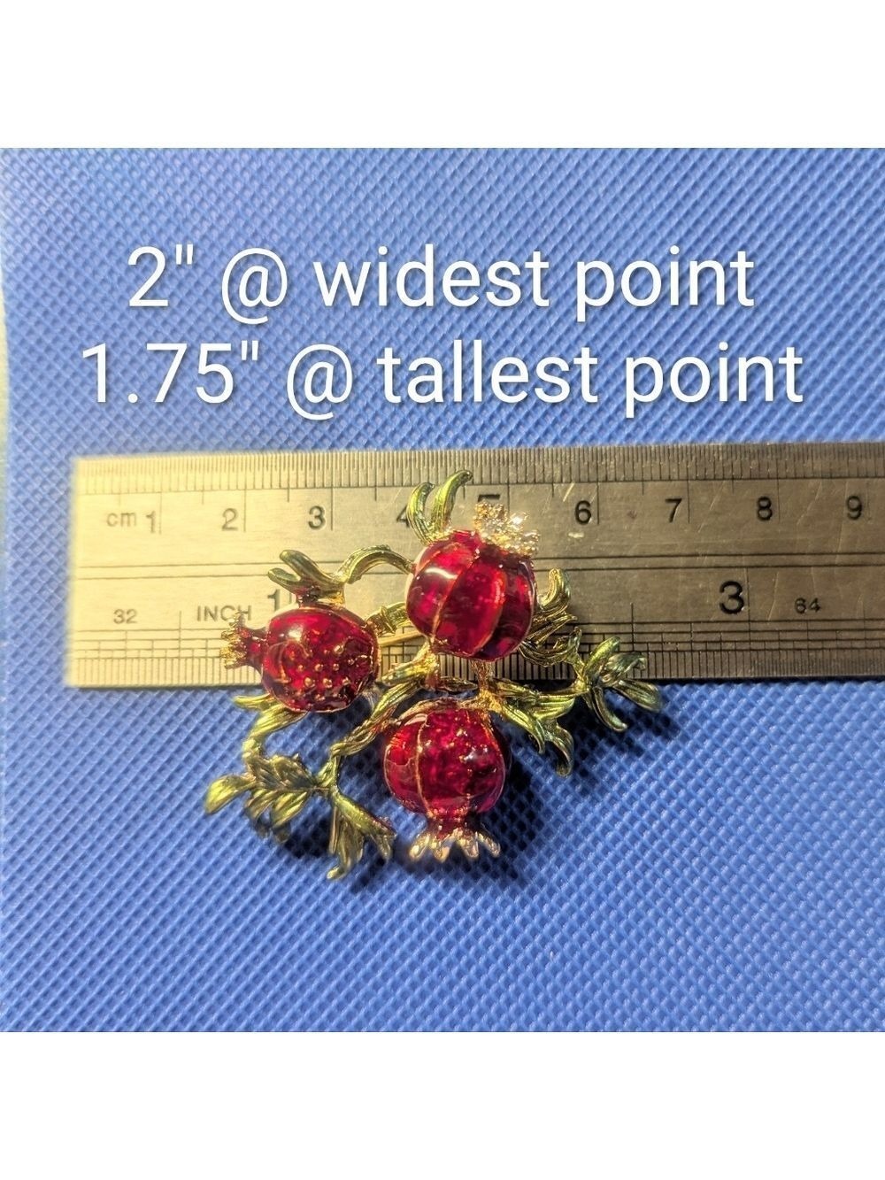 🍯🍏Brooch--Elegant Red Pomegranate🍎🍯 - Picture 4 of 5